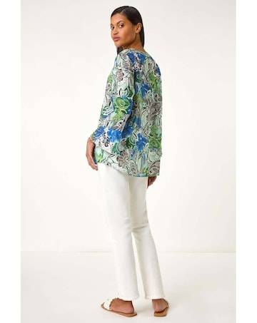 Roman Paisley V-Neck Blouse