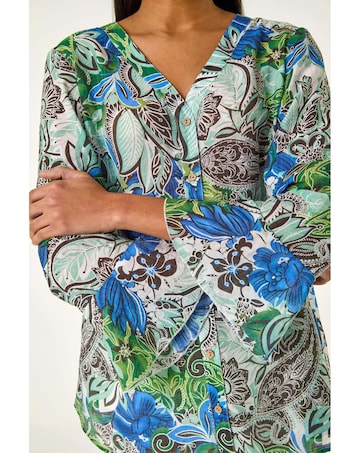 Roman Paisley V-Neck Blouse