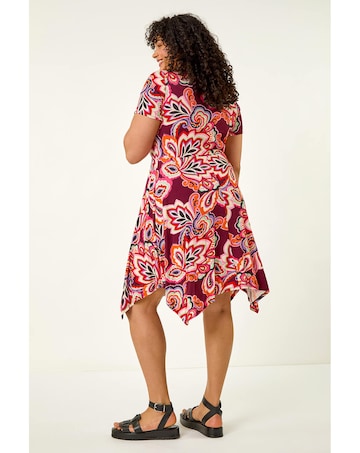 Roman Curve Floral Twist Front Dress