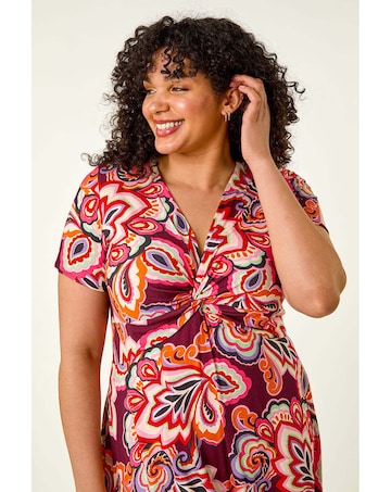 Roman Curve Floral Twist Front Dress