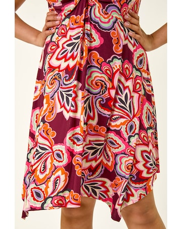 Roman Curve Floral Twist Front Dress