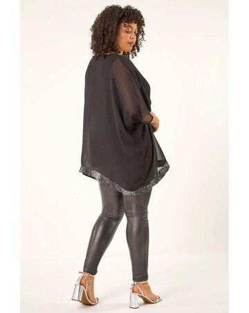 Roman Curve Sequin Trim V-Neck Kaftan