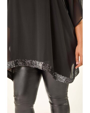 Roman Curve Sequin Trim V-Neck Kaftan