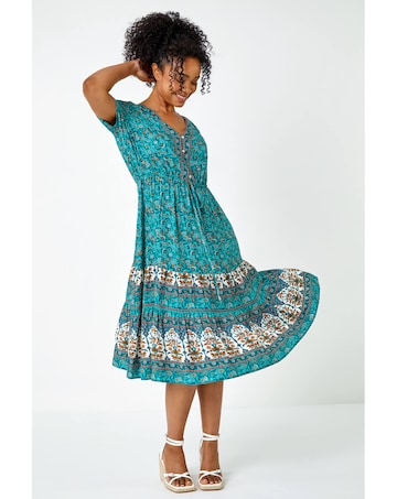 Roman Petite Floral Print Midi Dress