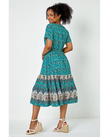 Roman Petite Floral Print Midi Dress