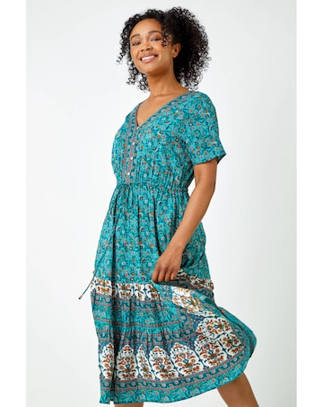 Roman Petite Floral Print Midi Dress