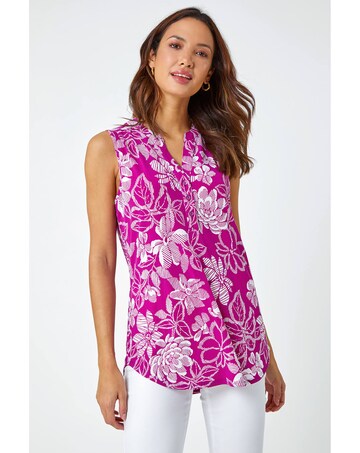 Roman Textured Floral Sleeveless Top