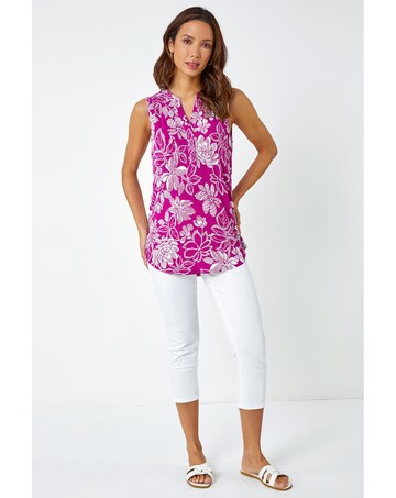 Roman Textured Floral Sleeveless Top