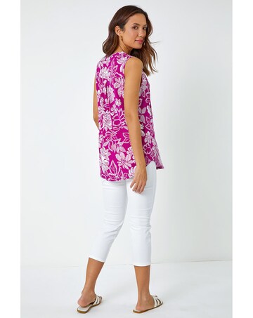 Roman Textured Floral Sleeveless Top