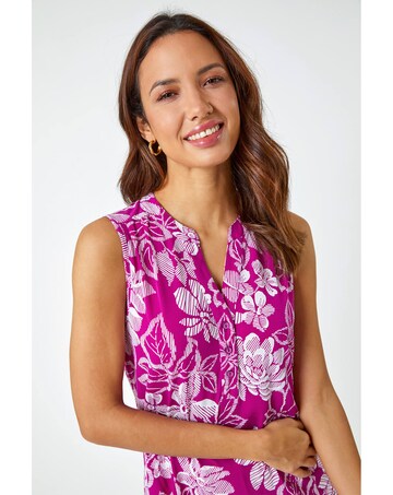 Roman Textured Floral Sleeveless Top
