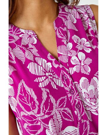 Roman Textured Floral Sleeveless Top