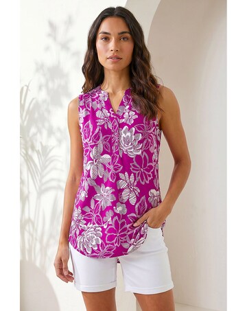 Roman Textured Floral Sleeveless Top