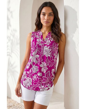 Roman Textured Floral Sleeveless Top