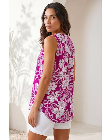 Roman Textured Floral Sleeveless Top