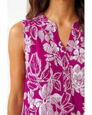 Roman Textured Floral Sleeveless Top