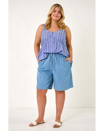 Roman Curve Tie Waist Denim Short