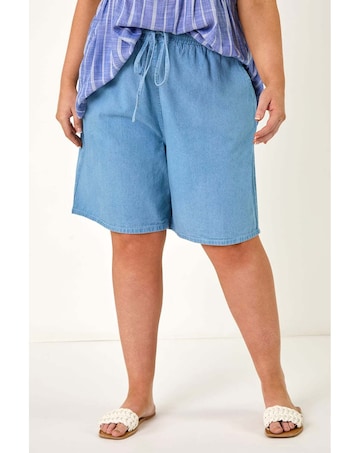 Roman Curve Tie Waist Denim Short