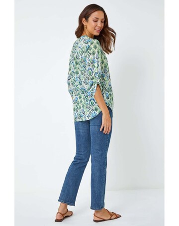 Roman Aztec Burnout Relaxed Tunic Top