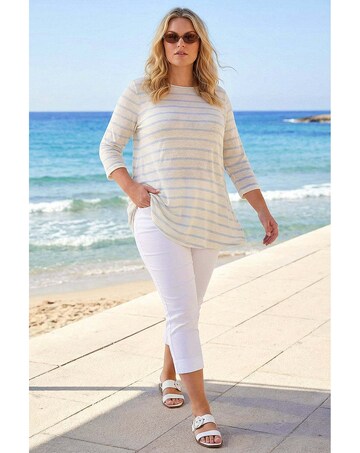 Roman Curve Stripe Print Tunic Top