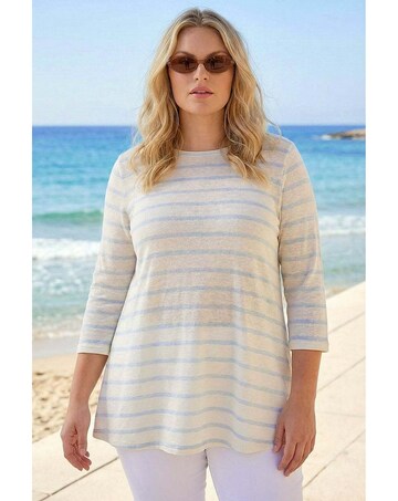 Roman Curve Stripe Print Tunic Top