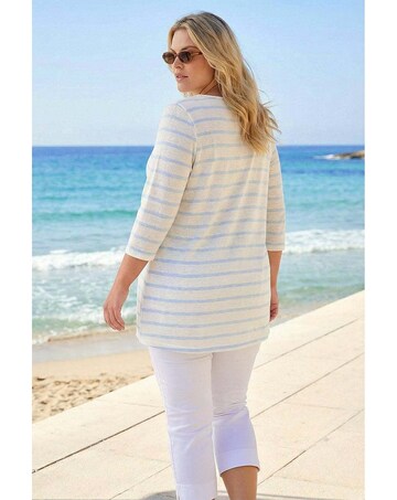 Roman Curve Stripe Print Tunic Top