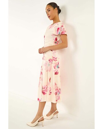 Roman Petite Floral Ruched Side Dress