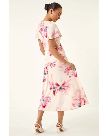 Roman Petite Floral Ruched Side Dress