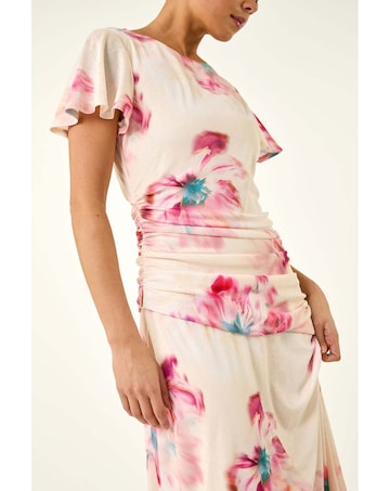 Roman Petite Floral Ruched Side Dress