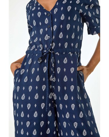 Roman Petite Print Cropped Jumpsuit