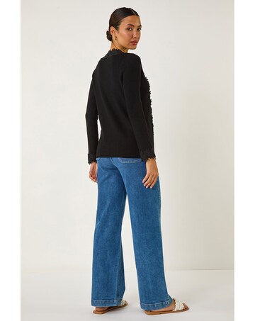 Roman Lace Trim Knit Cardigan