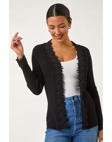 Roman Lace Trim Knit Cardigan