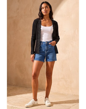 Roman Lace Trim Knit Cardigan