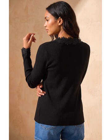 Roman Lace Trim Knit Cardigan