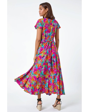 Roman Floral Ruched Waist Maxi Dress
