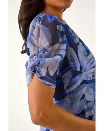 Roman Abstract Floral Hanky Hem Dress