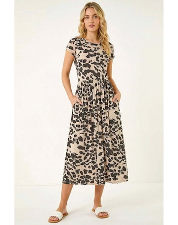 Roman Abstract Print Stretch Midi Dress