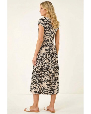 Roman Abstract Print Stretch Midi Dress