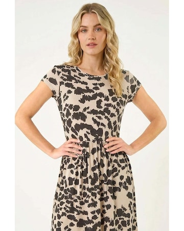 Roman Abstract Print Stretch Midi Dress