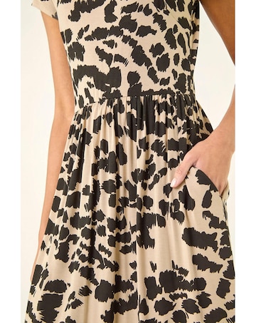 Roman Abstract Print Stretch Midi Dress