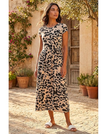 Roman Abstract Print Stretch Midi Dress
