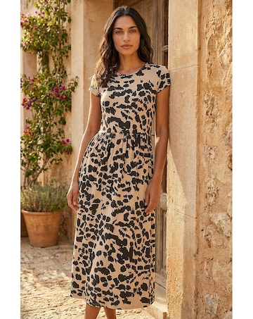 Roman Abstract Print Stretch Midi Dress
