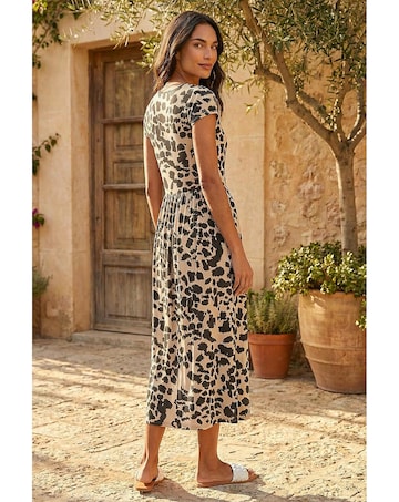 Roman Abstract Print Stretch Midi Dress