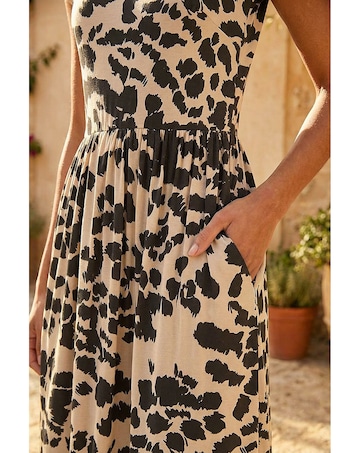 Roman Abstract Print Stretch Midi Dress