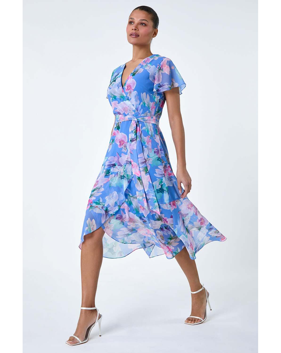 New In - Roman Floral Frill Detail Wrap Dress