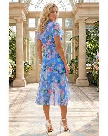 Roman Floral Frill Detail Wrap Dress