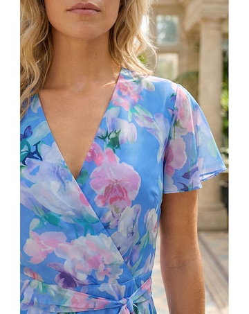 Roman Floral Frill Detail Wrap Dress