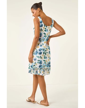 Roman Floral Print Double Layer Dress