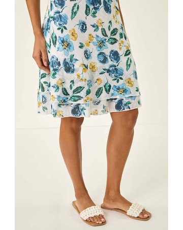 Roman Floral Print Double Layer Dress