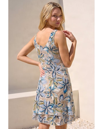 Roman Floral Print Double Layer Dress