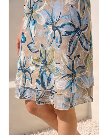 Roman Floral Print Double Layer Dress